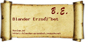 Blander Erzsébet névjegykártya